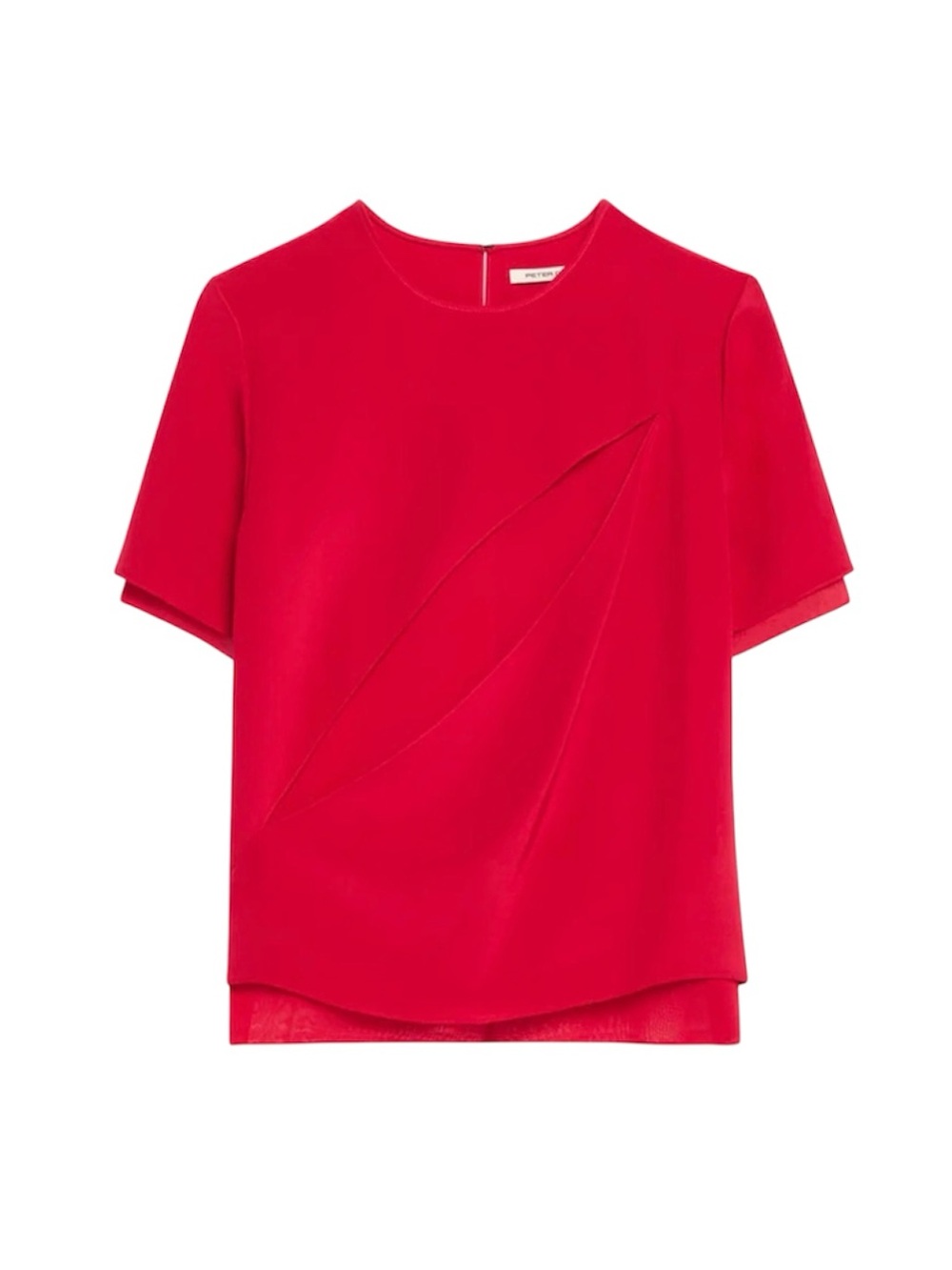 PETER DO Red Short Sleeve Draped Cutout Blouse
